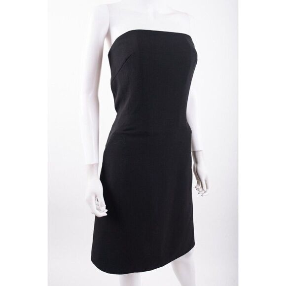 Akris Womens Strapless Sheath Party Cocktail Dress Sz 14 Black Wool Lined NWT - Picture 2 of 6